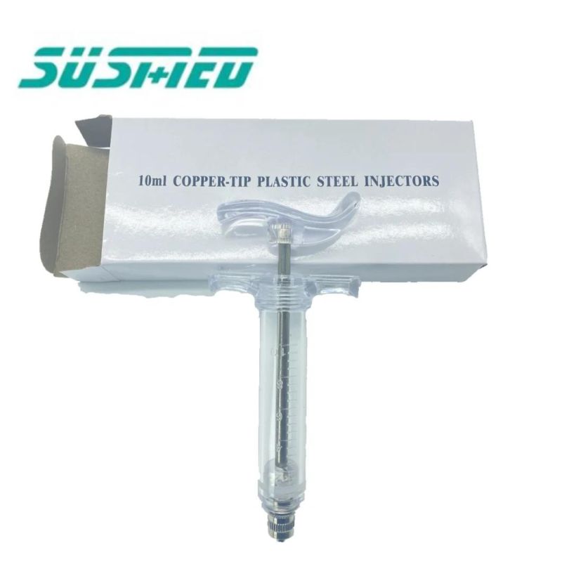 New Type Veterinary Animal Livestock Plastic Steel Syringe with Dose Nut