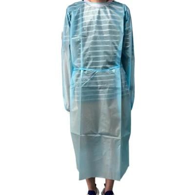 Best Selling Product Blue PP PE Laminated Disposable Waterproof Oilproof Dustproof Civil Isolation Gown Disposable