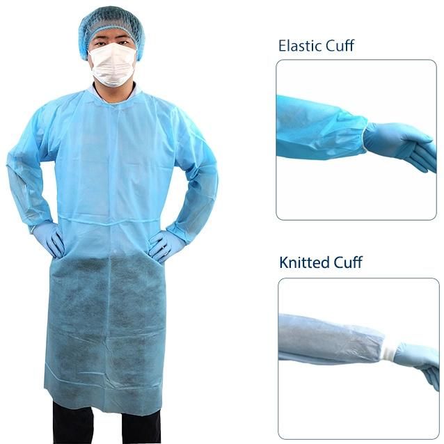 En 13485 Factory Nonwoven Surgical Isolation Gown with PP/SMS/PP+PE Material