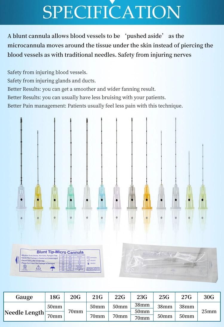 25g 30g Blunt Tip Needle Cannula for Hyaluronic Aicd