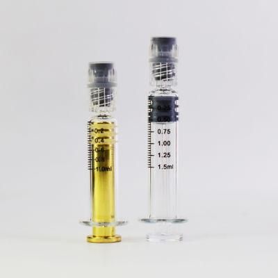 1ml Lure Lock Glass Syringe Gold Metal Push Syringe Packaging Colorful Needle Syringes