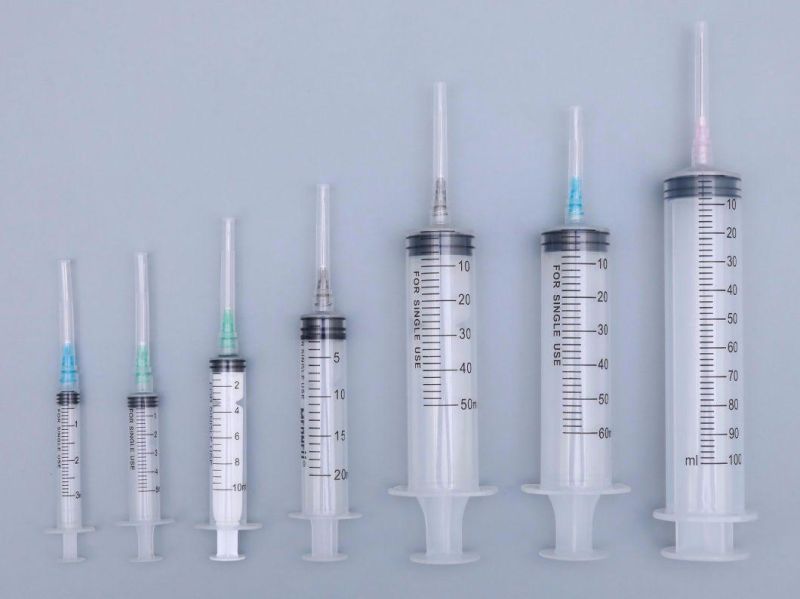 50ml, 60ml, 100ml, Medical Plastic 3 Parts Luer Slip Syringe