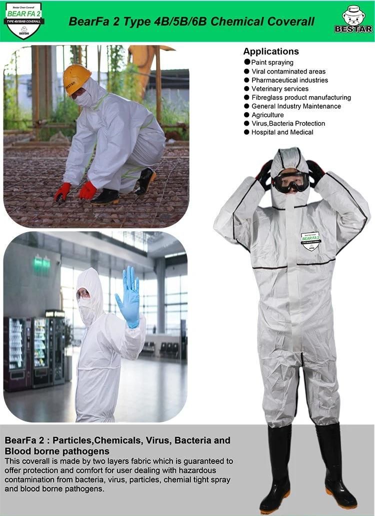 En14126 Anti-Virus Type 456 Nonwoven Protective Suit Microporous Coverall