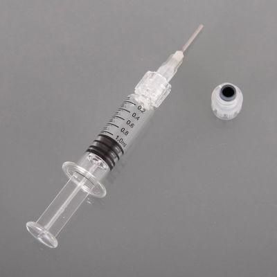 Custom Logo Luer Lock Glass Syringe Metal Rod 1ml 1.5ml Standard Oil Glass Syringe Plastic Push Rod