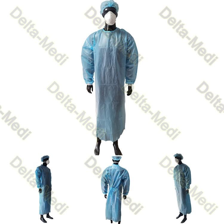 AAMI Level 2 Level 3 PP Coated PE Film Disposable Isolation Gown