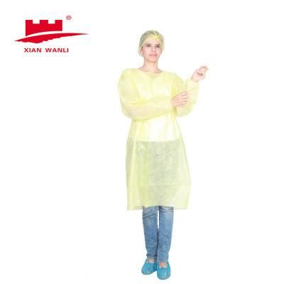 Level 2 Isolation Gown Waterproof Gown PP Laminated PE Film Disposable Hospital Gown Yellow Color