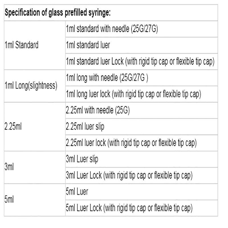 Medical Safe Products Disposable 1ml, 2ml, 3ml, 5ml, 10ml, 20ml, 30ml, 50ml, 60ml Glass Luer Lock Syringe