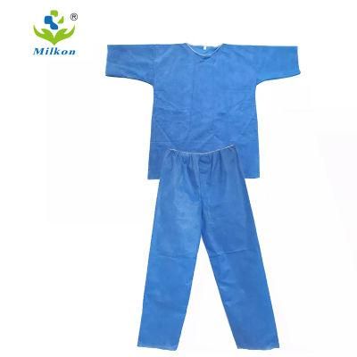 Disposable Surgical and Medical Scrub Suit with Round Collar