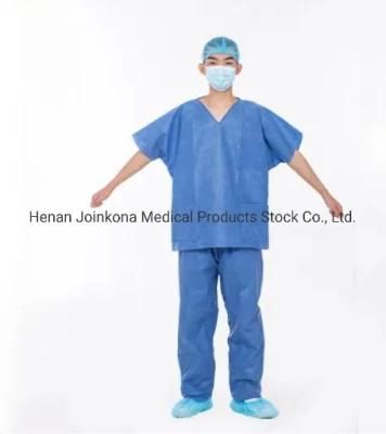 Non Woven Surgical Clothing SMS V Collar Scrub Suit