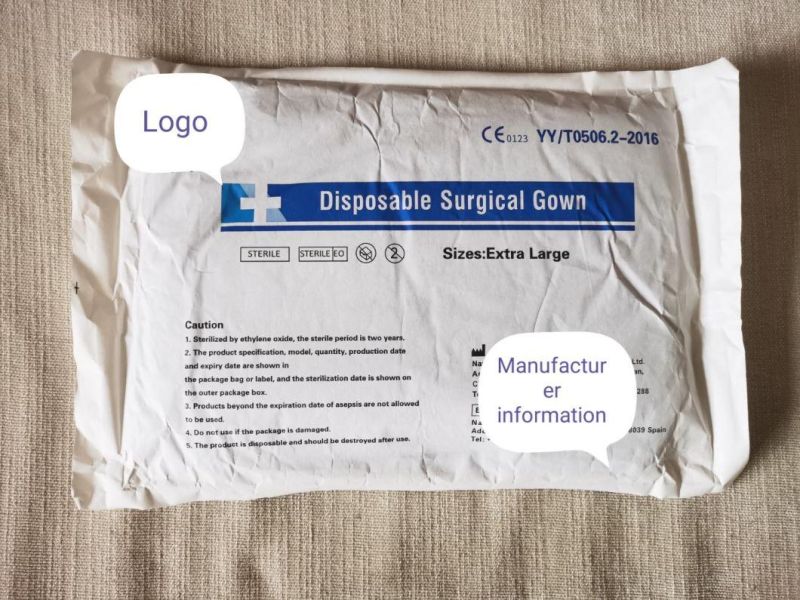 Disposable Sterile 45GSM SMS Non Woven Fabric Medical Standard Surgical Gown for Hospital