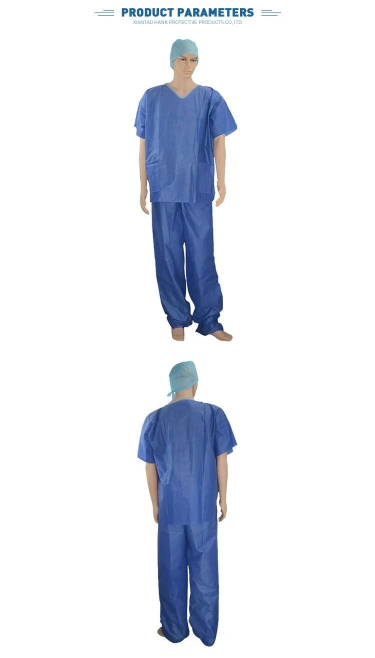 Factory Supply Disposable Frosted Shirt and Pants SMS Disposable Patient Gown