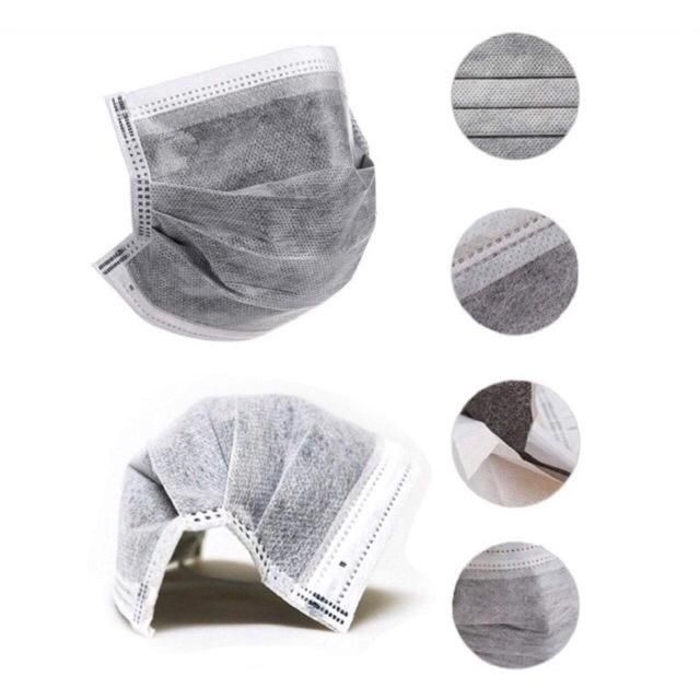 Disposable 4ply Face Mask High Disposable Carbon Non-Wovenface Mask in Stock Factory Hot Sale Active Carbon Fiber 17.5X9.5cm