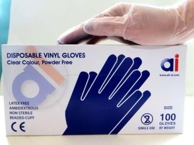 Disposable Vinyl Gloves/Clear and Blue Color/ Low Price in Stock