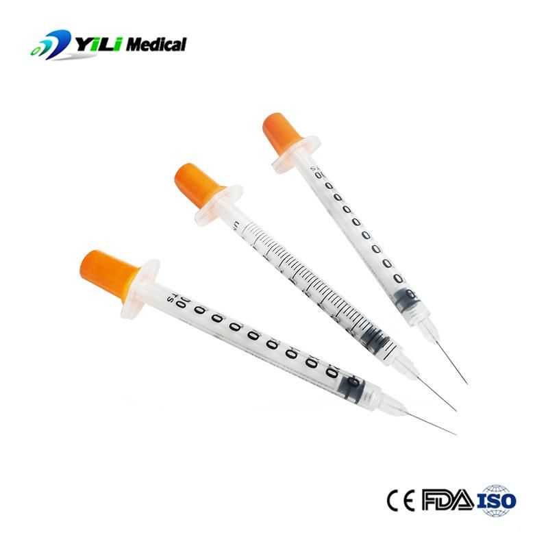 1ml 0.5ml Sterile Insulin Syringe with Orange Cap and Needle