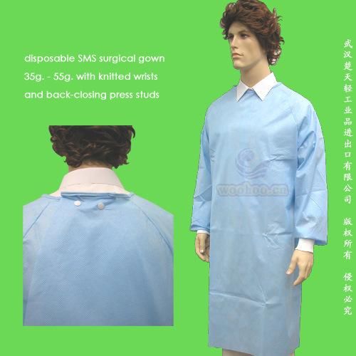 Disposable Patient Coat with Knitted Cuffs or Elastic Wrists