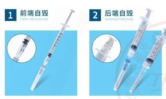 Disposable Auto Disable Safety Syringe with Neddle 0.1ml-1ml