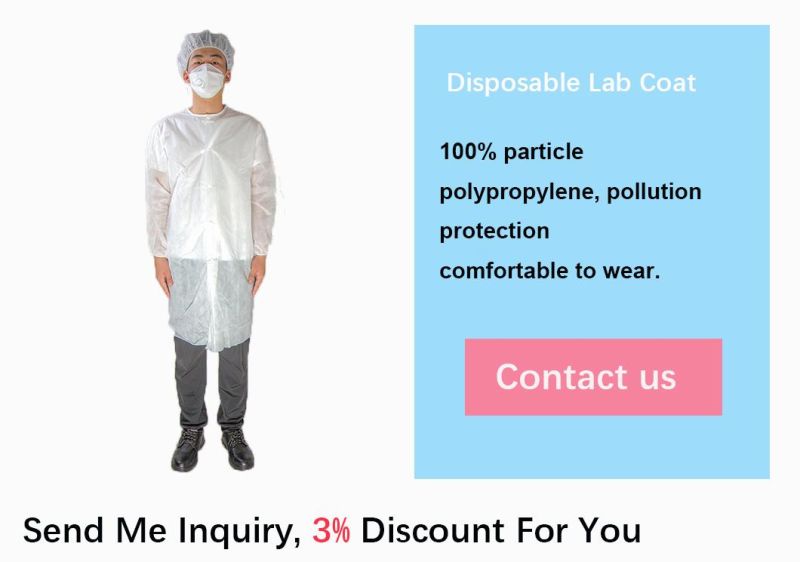 PP Non Woven Fabric Lab Coat with Buttons & Knitted Cuffs