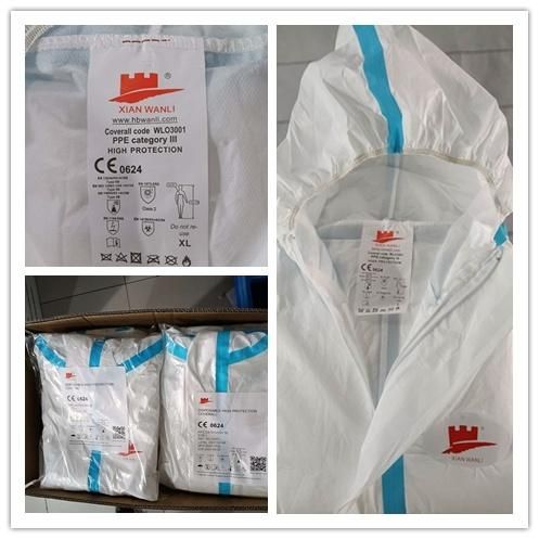 En14126 Protective Coveralls Hazard Protection Coverall Isolation Gown Disposable