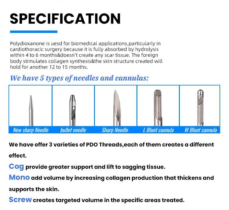 Surgical Suture Pdo Threads Lift Plla Cog Mono Pdo Thread