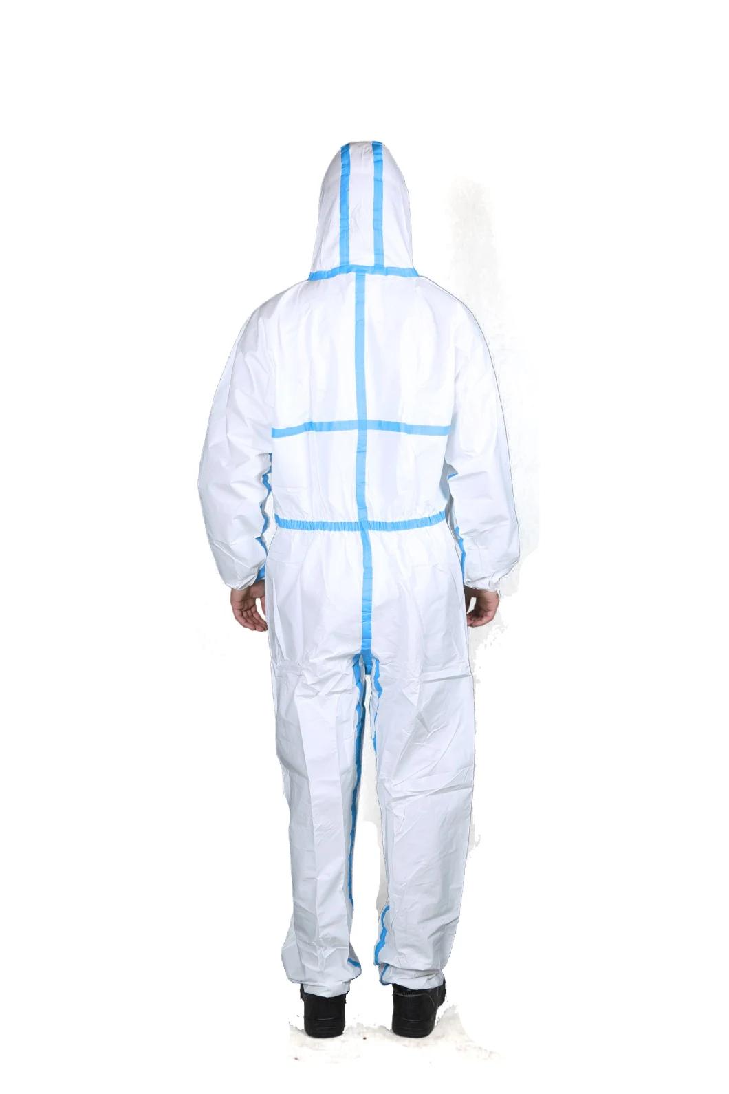 Provide Liquid Splash Protection PP+PE Microporous Protective Clothing Disposable Coverall Gown