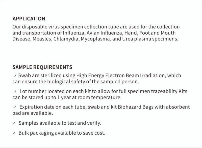 Virus Collection Kit Tube and Nasal and Oral Throat Swab