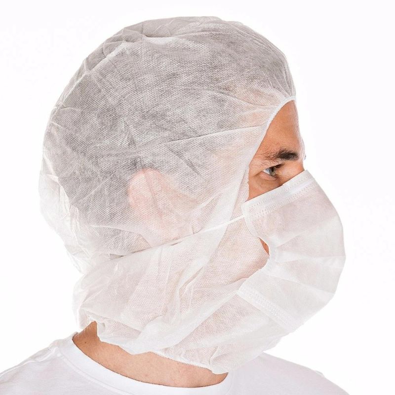 Disposable Hair Caps Hood Astronaut Cap Nonwoven Material, with Face Mask