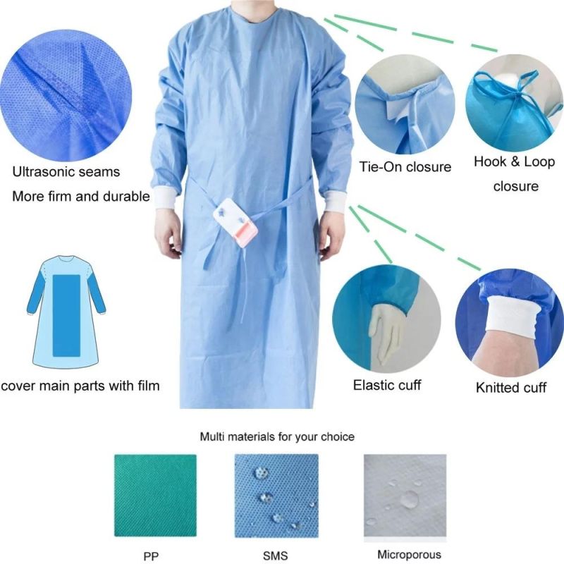 Hospital Use Disposable Sterile Reinforce Surgical Procedure Gowns