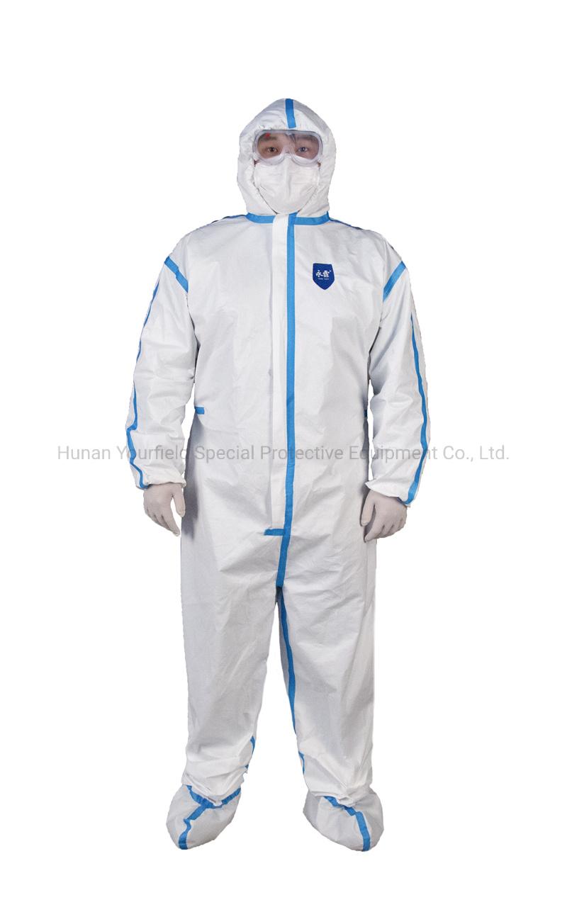 Ce FDA Safety Coverall in Stock Disposable Protective Clothing Coverall