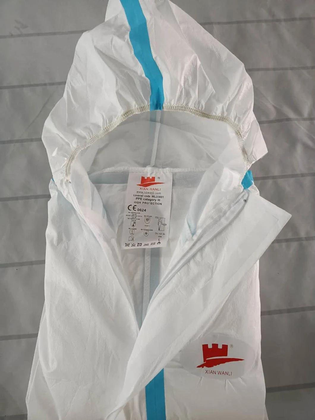 Disposable Coverall Nonwoven Clothing Waterproof Chemical Resistant Safety Protective Microporous Type 4 5 6