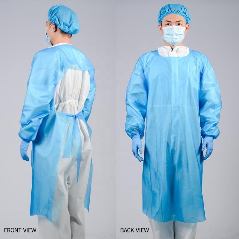 Hot Sealing Blue Disposable CPE Gowns Waterproof Plastic Apron CPE Isolation Gown