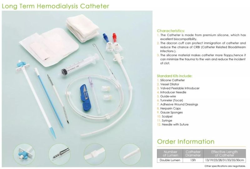 Medical Disposable Hemodialysis Catheter Kits Accessories for Blood Purification