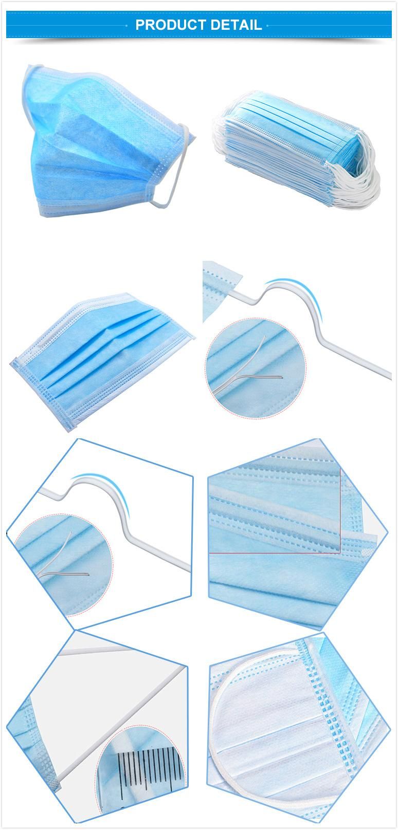 Ce Manufacture Medical Face Mask 3 Ply Disposable Face Mask with Ear Loop Surigical Mask Disposable Face Mask