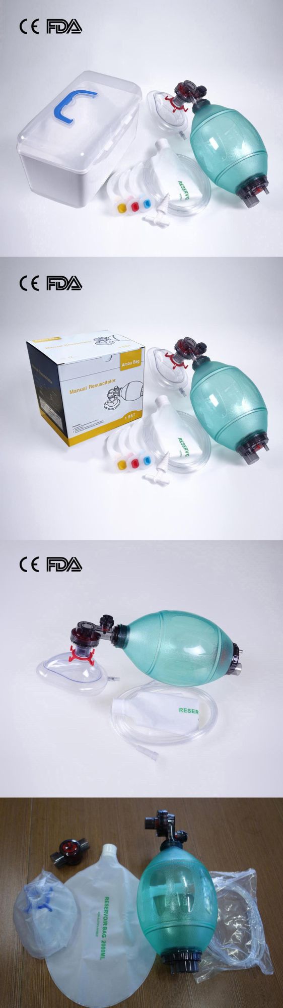 PVC Manual Resuscitator PVC Ambu Bag Factory PVC Manual Resuscitator for Adult Pediatric Infant Size Blue with CE FDA