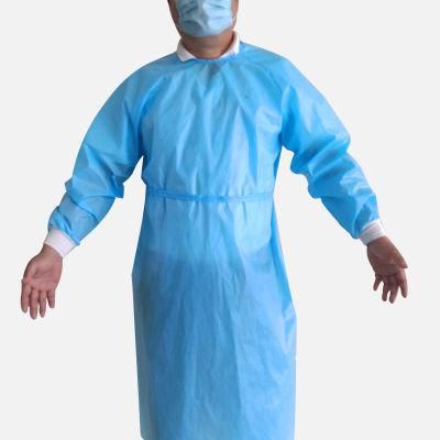 Level 2 Disposable PP+PE Nonwoven Blue Isolation Gown