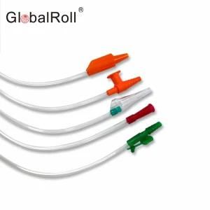 Red Rubber Simple Closed Suction Catheter Tube with Control Calve