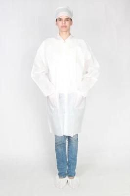 Disposable Microporous Film Lab Coat Against Soild Dusts and Minor Splashing