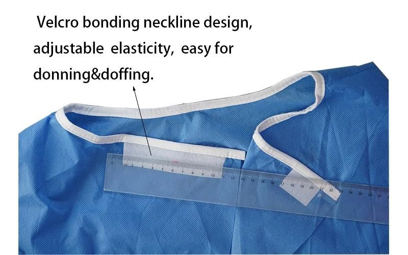 CE ISO 13485 SMS Non Woven Fabric Medical Sterile 45GSM Surgical Gown