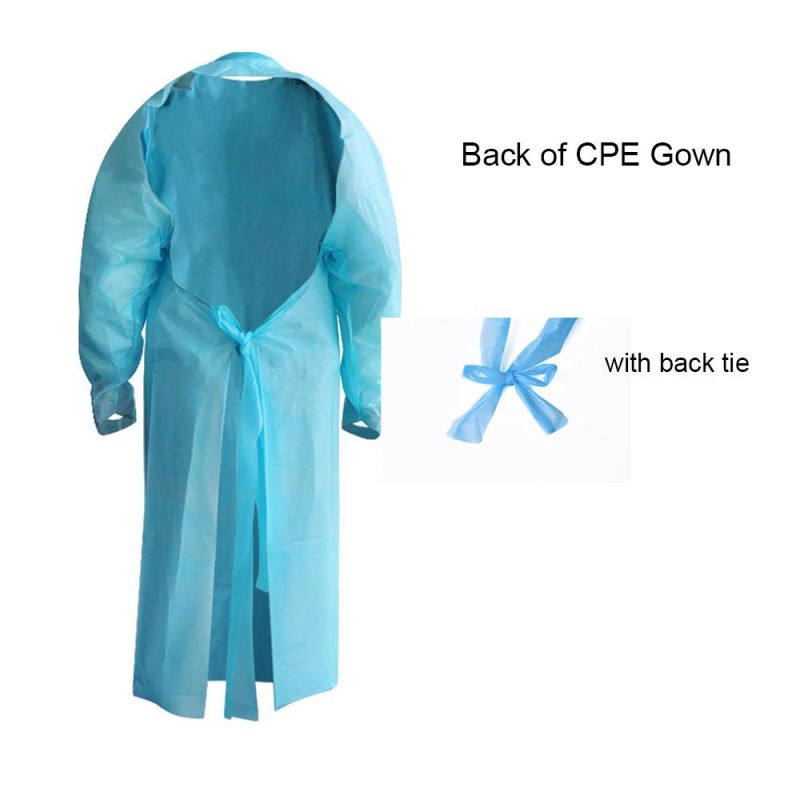 Disposable CPE Apron CPE Isolation Gown with Thumb Loop