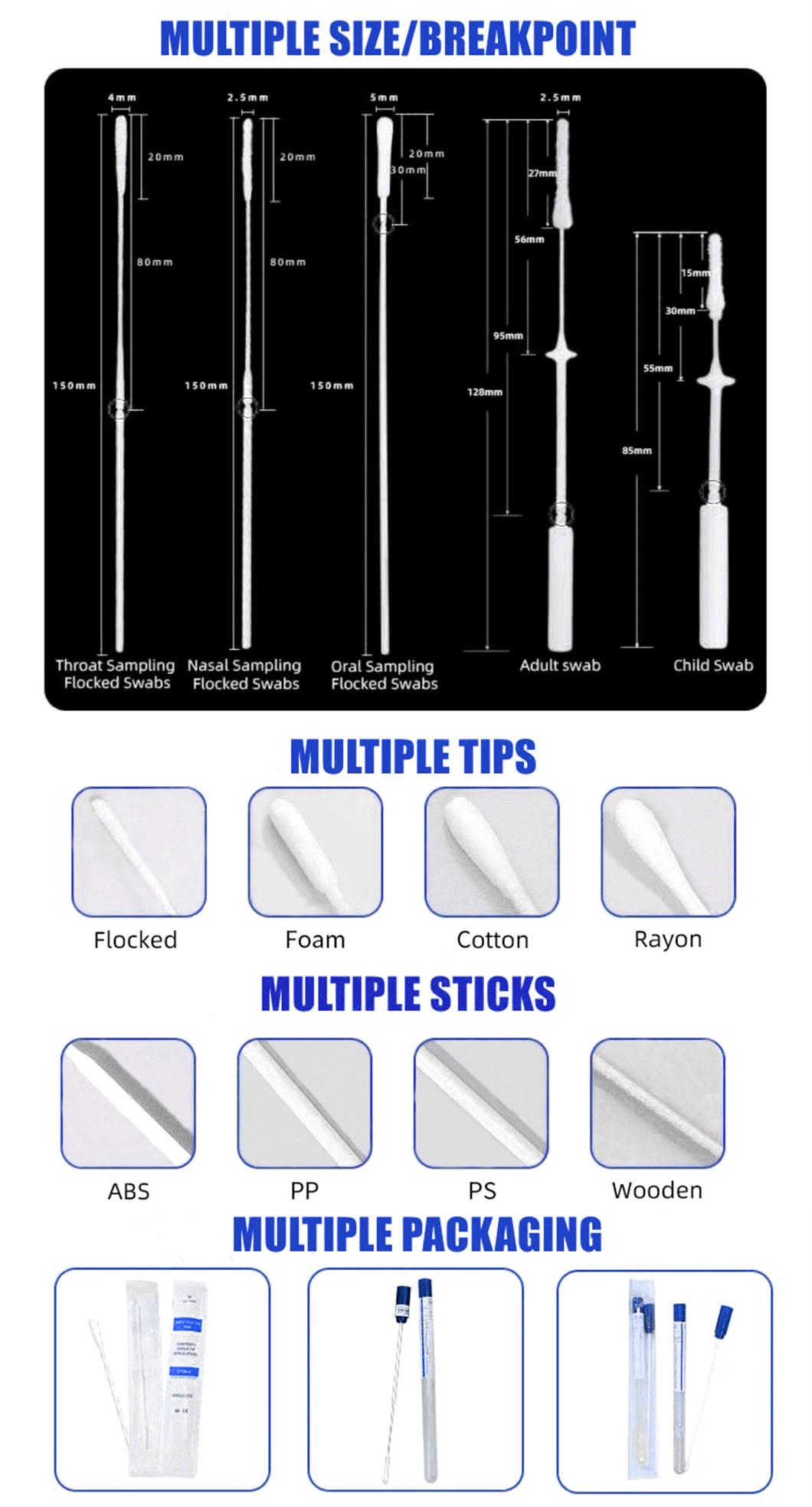 Flocked Specimen Collection Nasal Nasopharyngeal Swabs with Nylon Tips