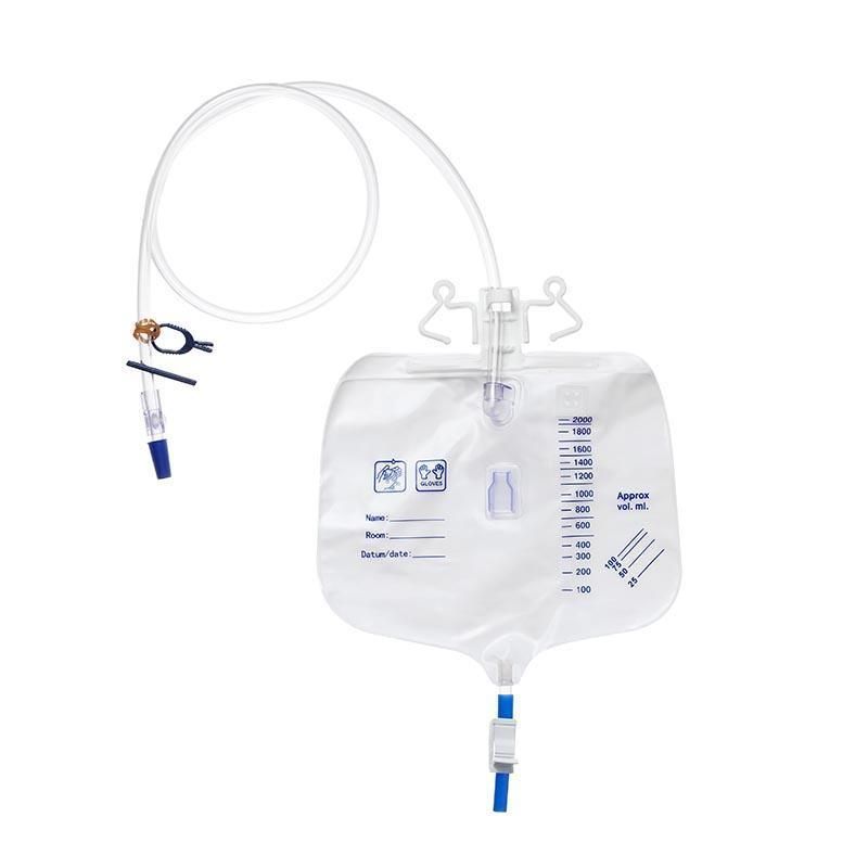 2000ml 2600ml Sterile PVC Flow Meter Disposable Urine Collector Drainage Urine Bag with Push-Pull Valve