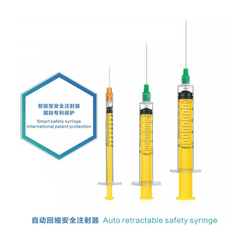 Factory Price Disposable ISO CE Retractable Plastic Auto Destroy Luer Slip Safety Syringe-C0212