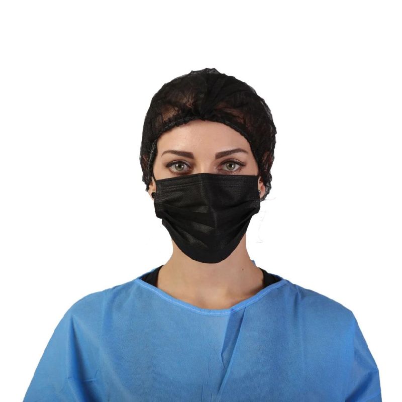 En14683 Typeiir Standard CE with Highest Quality 3ply Black Disposable Nonwoven Face Mask Surgical Face Mask White List