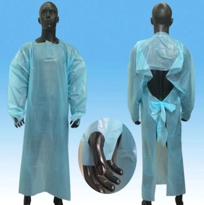 PE Customize Disposable Patient Gown for Hospital Surgical Operation CPE Gown Thumb Loop