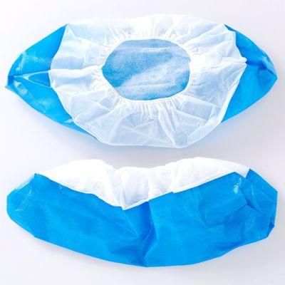 CPE+PP Rain Shoe Cover Blue Color Disposable Anti-Slip Waterproof Shoe Cover