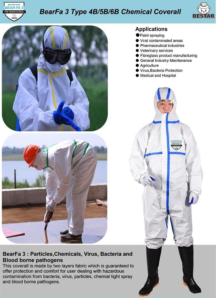 High-Visibility Type 4/5/6 Microporous Film Laminated PP Protective Coverall