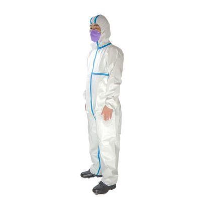 En13485/En14126 Disposable Microporous PPE Safety Coverall Isolation Gown Protective Clothing Coverall with European Standard