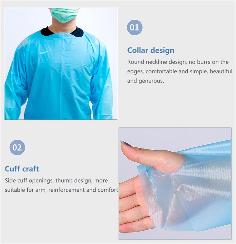 Wholesale Cheap Price CPE Waterproof Anti-Spray Blue Disposable Gown