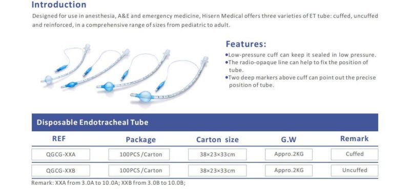 Hisern Cuffed Disposable Endotracheal Tube