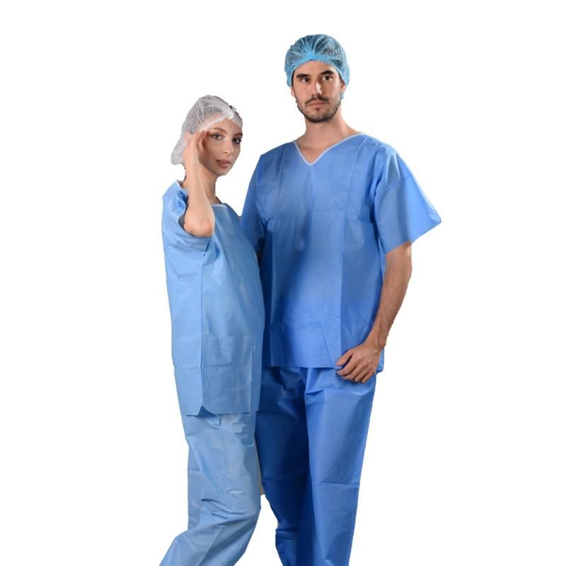 Disposable Nonwoven Hospital Patient Pajamas Suits, Scrub Suits