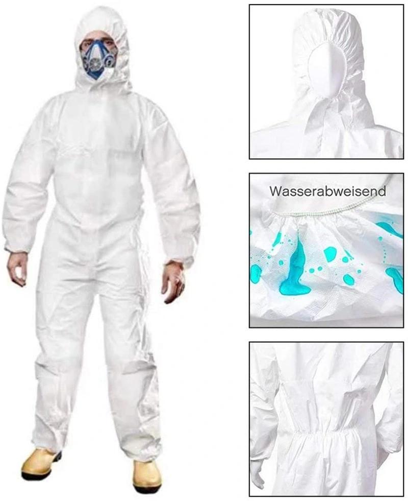 in Stock PPE Disposable Chemical Suites Protective Suit Microporous Coverall